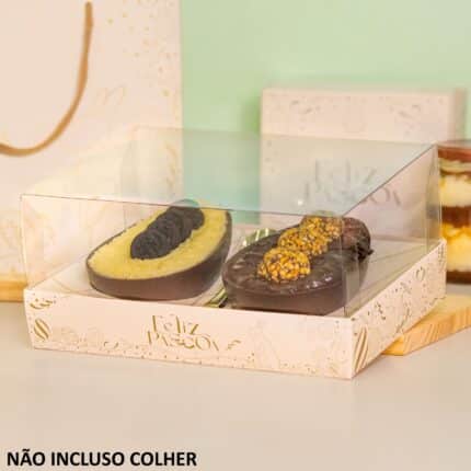 Embalagem para 2 Ovos de colher 250gr, PREMIER, Tampa 7,5cm - 10un