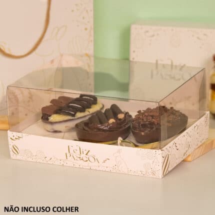 Embalagem para 3 Ovos de Colher 150gr, PREMIER, Tampa 7,5cm - 10un