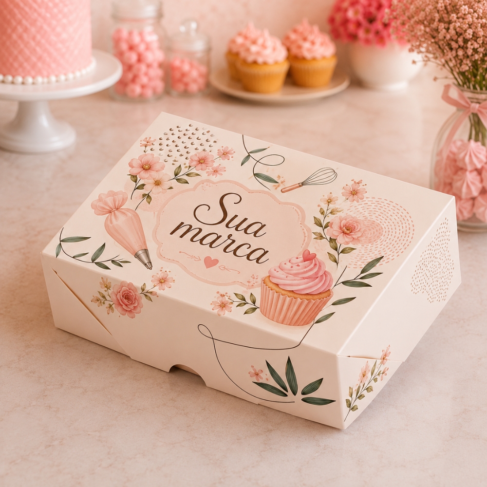 Design sem nome Caixa Para 6 Doces com Berço, sem Visor Personalizada - Imagem 1