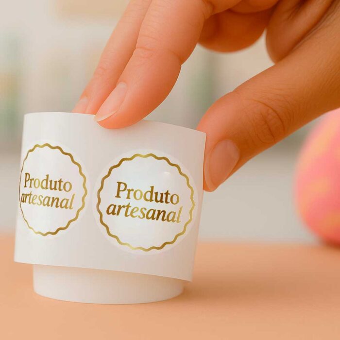 Adesivo Transparente, 5Cm, Artesanal – Rolo 100un - Imagem 1