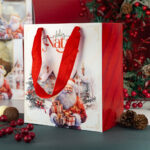 Sacola de papel para Presente, "P" 18x10x20cm, Vila Noel - 10un