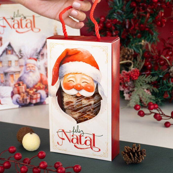 Embalagem para Barra de chocolate com visor e alça, Vila Noel - 10un - Imagem 2