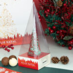 Embalagem para cone de natal com tampa, Luzes - 10un