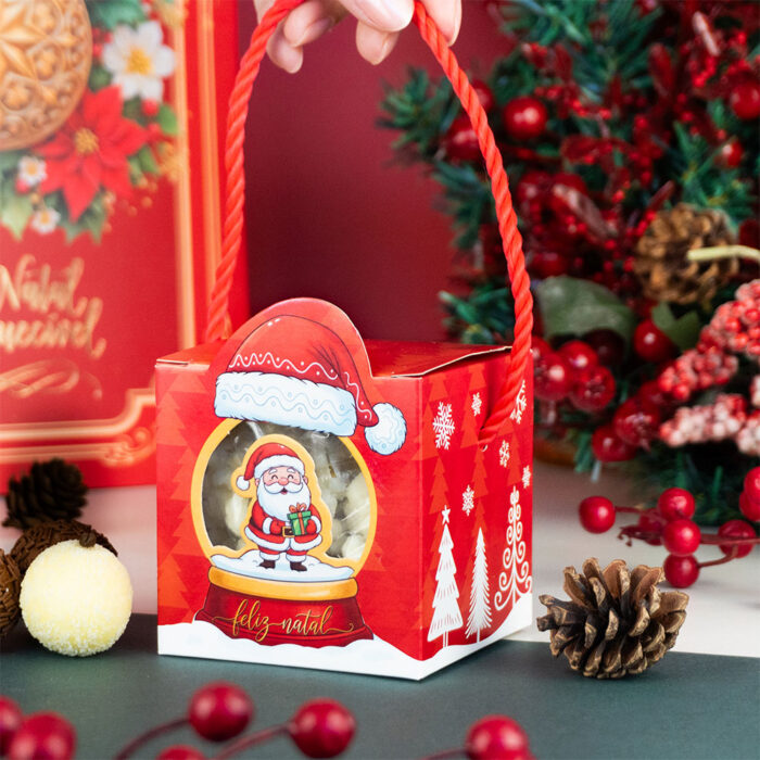 Caixa para Doces Diversos com visor e alça, Gorro do Noel - 10un - Imagem 2