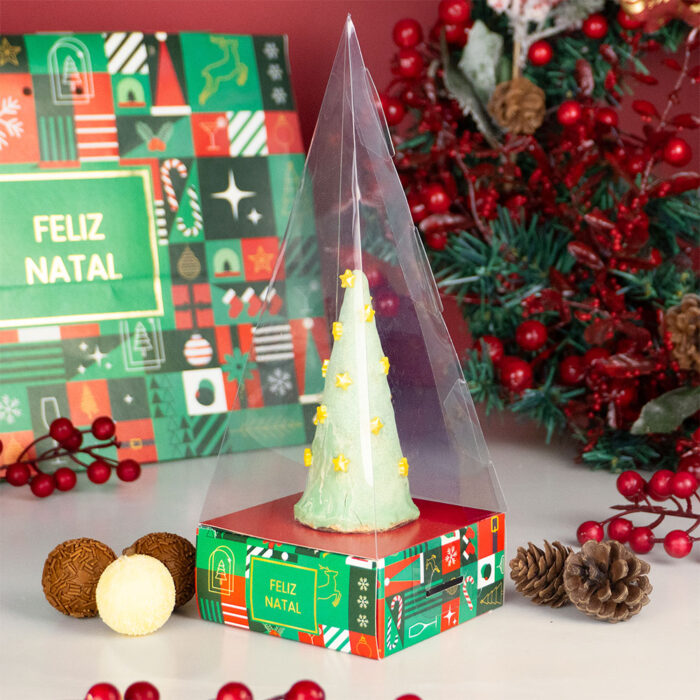 Embalagem para cone de natal com tampa, Mosaico - 10un - Imagem 1