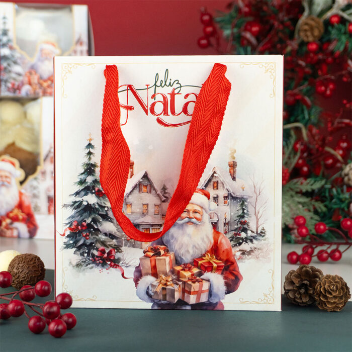 Sacola de papel para Presente, "P" 18x10x20cm, Vila Noel - 10un - Imagem 2