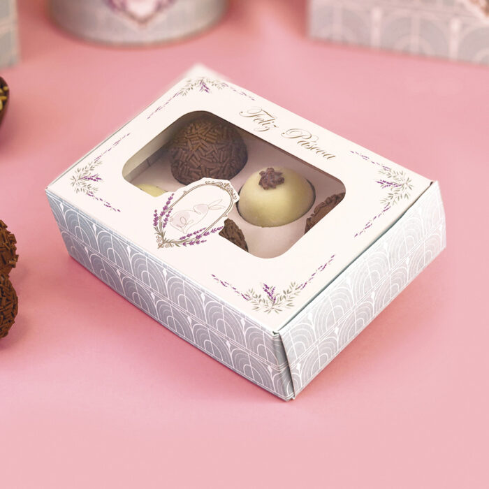 Caixa Para 6 Doces ou 2 Brownies, Com Visor e berço, PROVENÇAL - 10un - Imagem 1