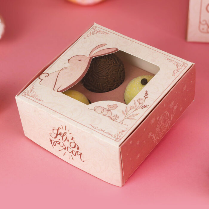 Caixa Para 4 Doces ou 1 Brownie, Com Visor e berço, ELEGANCE - 10un - Imagem 3