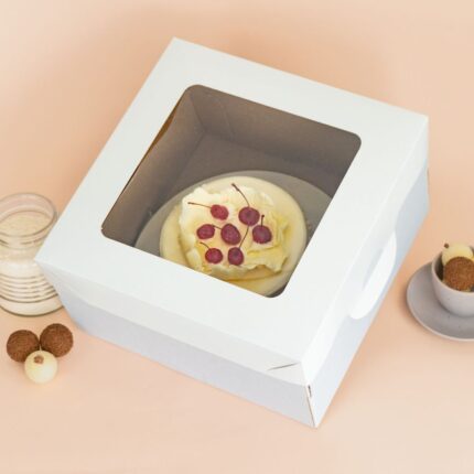 Caixa para tortas e kits com visor, Branca Basics