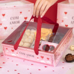 Cesta para kits com alça e tampa, COM AMOR – 5un