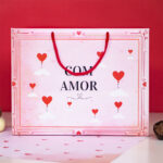 Sacola de papel para Presente G, 30x24x20cm, COM AMOR - 10un
