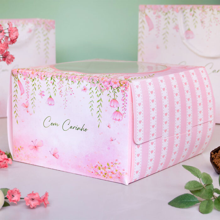 Caixa para Bolo M (21,5×21,5x14cm), Com Visor, COM CARINHO – 5un - Imagem 3