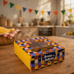 Caixa Para 4 Doces ou 1 Brownie, Com Visor e berço, SÃO JOÃO - 10un