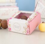 Embalagem para 4 Doces, Com Visor, Floral - 10un