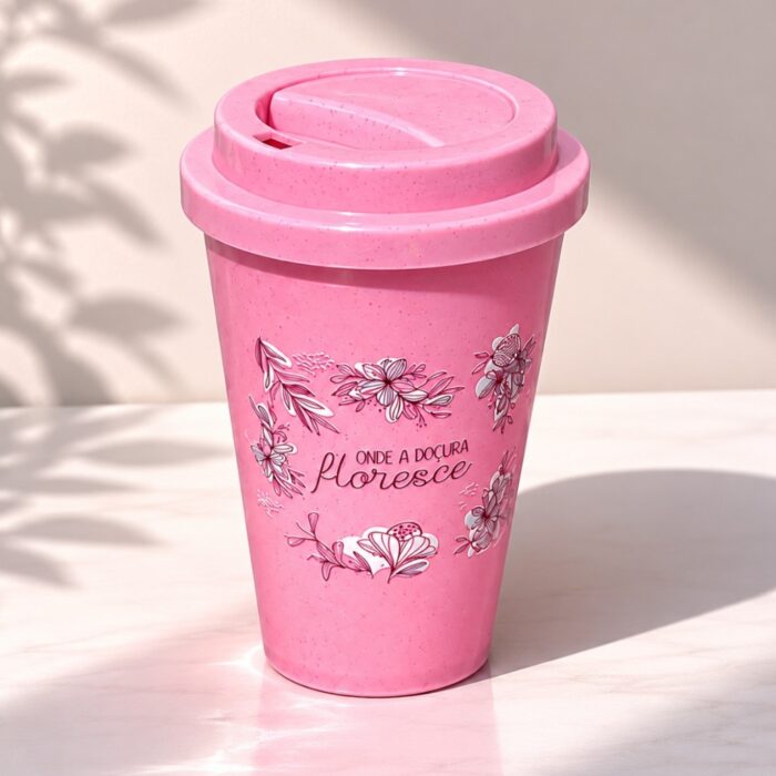 Copo Plástico Fibra de Bambu 450ml, Rosa, Doçura - Unitário - Imagem 1