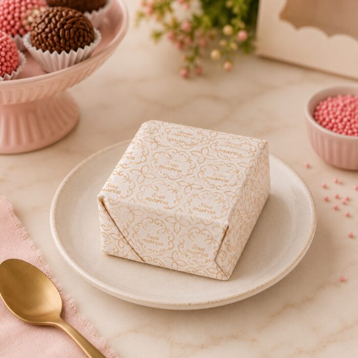 Papel com Barreira para Embrulhar Doces e Bolos Gelados Personalizado - Imagem 1