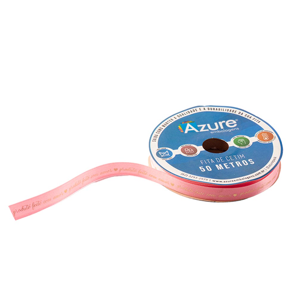 1dbdc05c4fccb76a1998cd117f525018.jpg Fita de Cetim Feito Com Amor, Rosa 15 mm - Rolo 50mt - Imagem 1