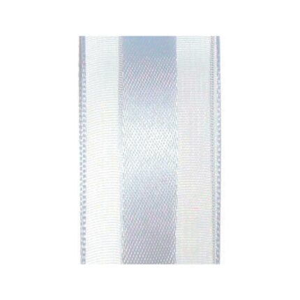 Fita de Voal com Cetim, Cinza 38mm - Rolo  10mt