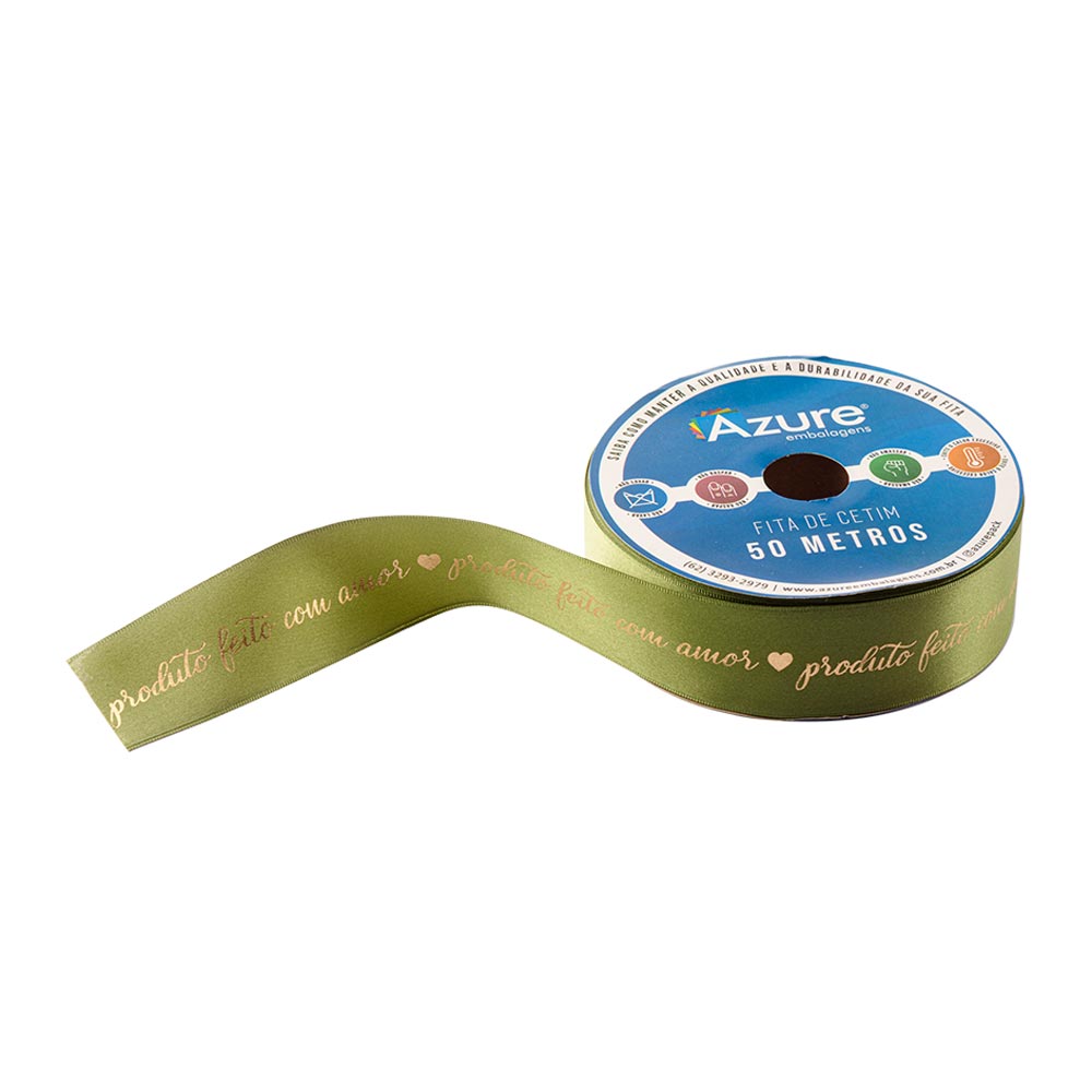 907aed62c5ca36fa9753e9e5b9dee4d9.jpg Fita de Cetim Feito Com Amor, Verde 38 mm - Rolo 50mt - Imagem 1