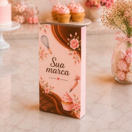 Caixa para Barra de Chocolate Fina sem Visor 7,5x14x1,5 cm Personalizada