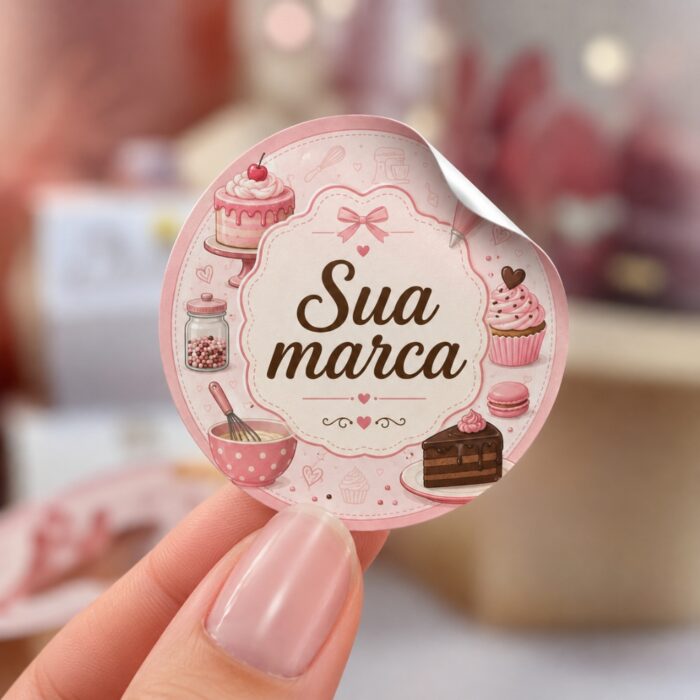 Adesivo Papel Brilho Personalizado, Redondo - Imagem 1