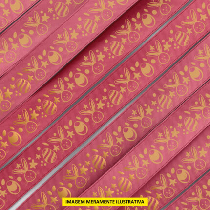 Fita de Cetim Páscoa, 38mm Rosa Camélia - Rolo 50mt