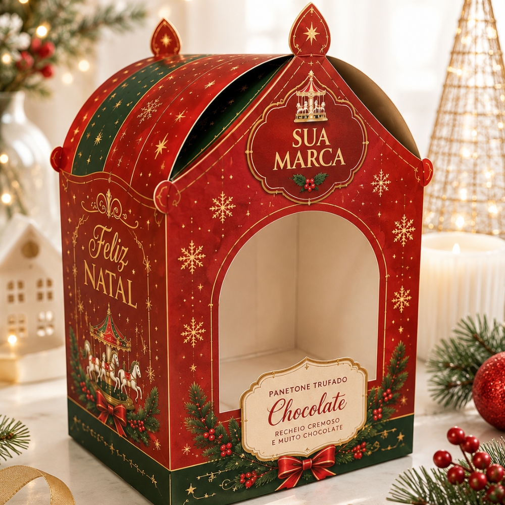 4f5e183837aea4df020c12a827af3830.jpg Caixa para Panetone/Chocotone com Visor Carrossel Personalizada - Imagem 1